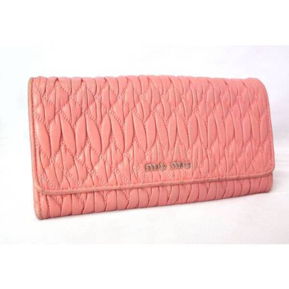 Miu Miu long wallet pink Matelasse leather quilted